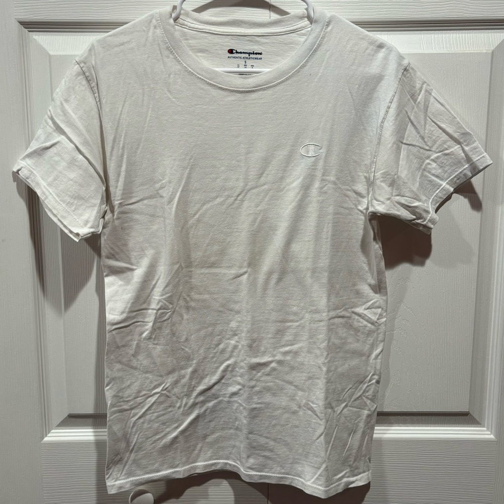 CHAMPION Men’s Classic Cotton C Logo Short Sleeve Tee T Shirt Top - white size S